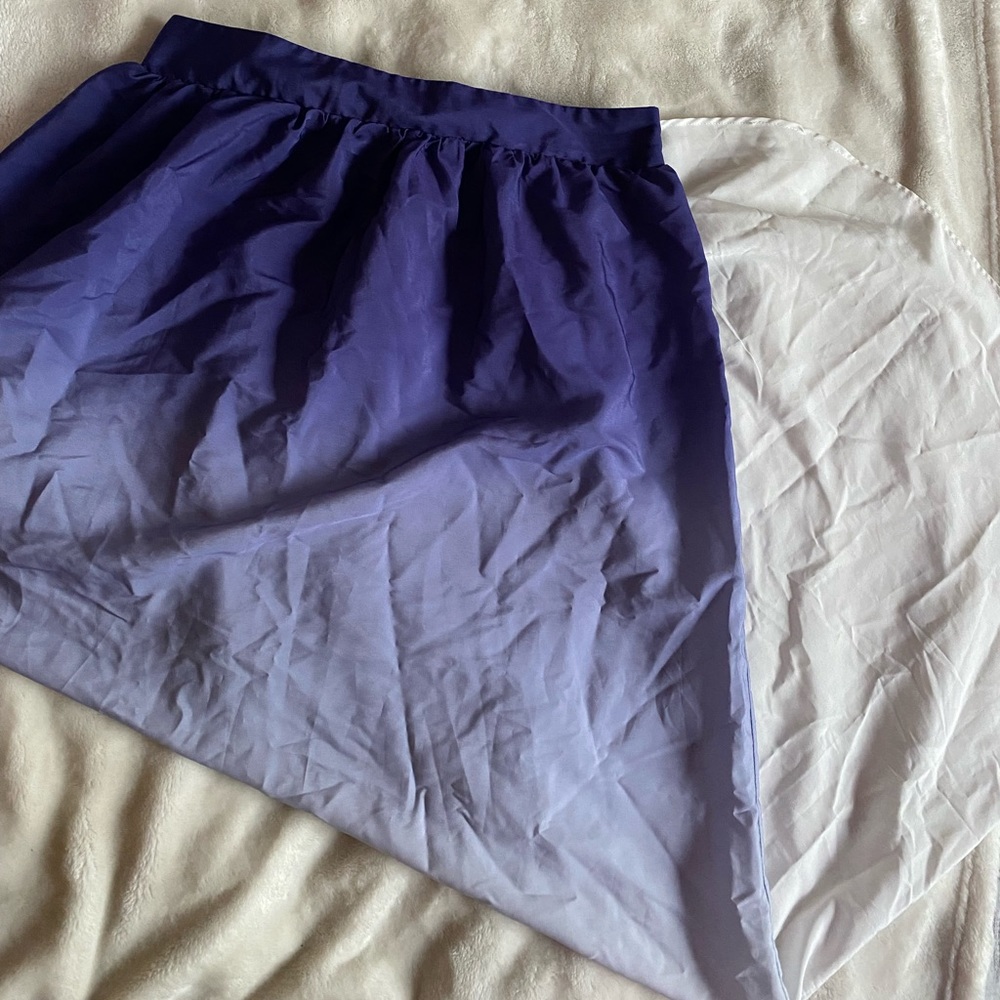 Blue to white ombré high low skirt